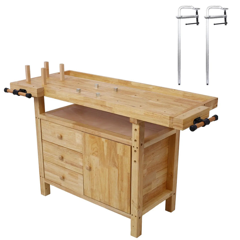 Wood Workbench with Bar Clamps by HouseOfZazla