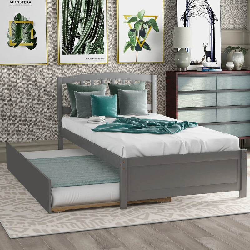 Platform Bed Wood Bed Frame With Trundle by Unique Piece Furniture