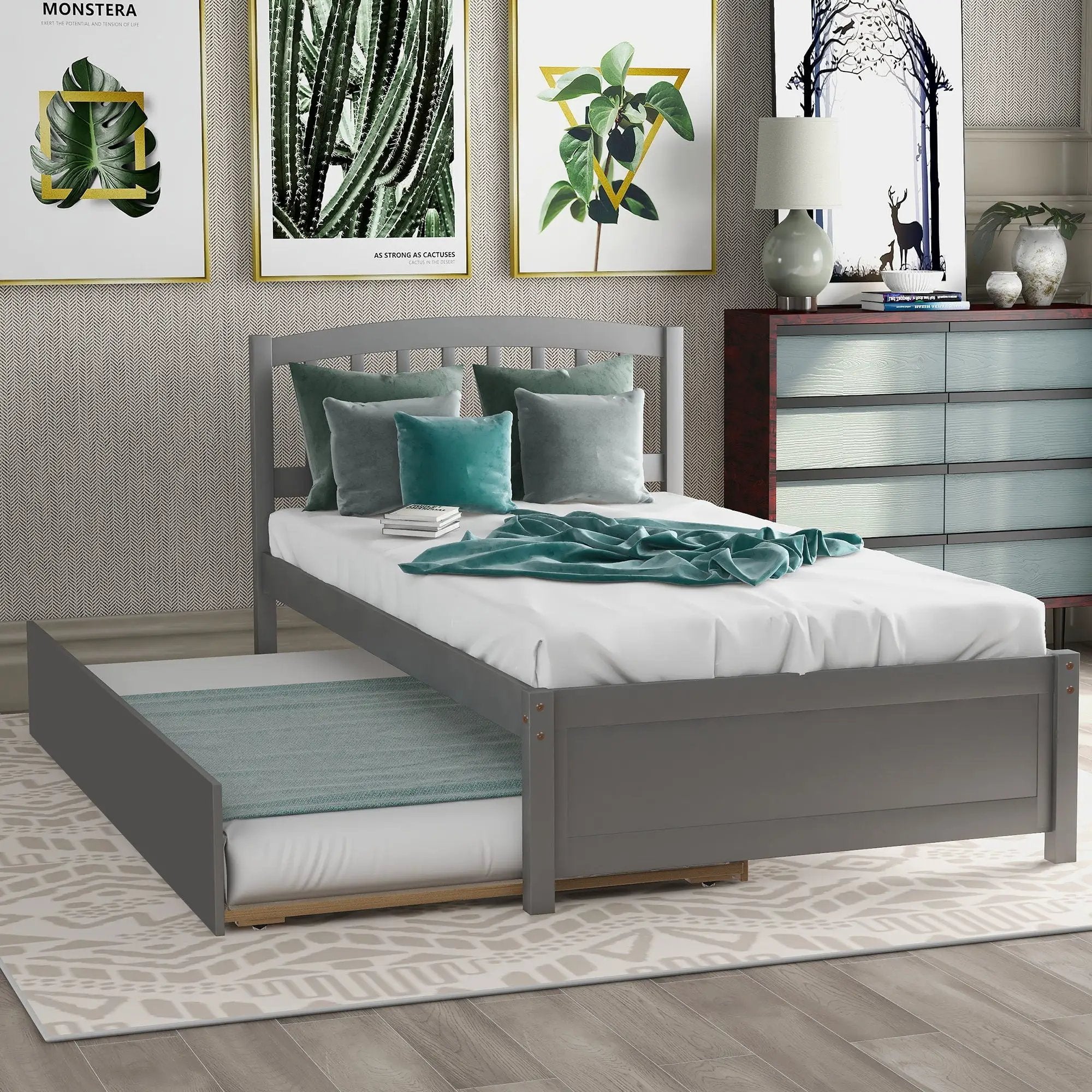 Platform Bed Wood Bed Frame With Trundle by HouseOfZazla