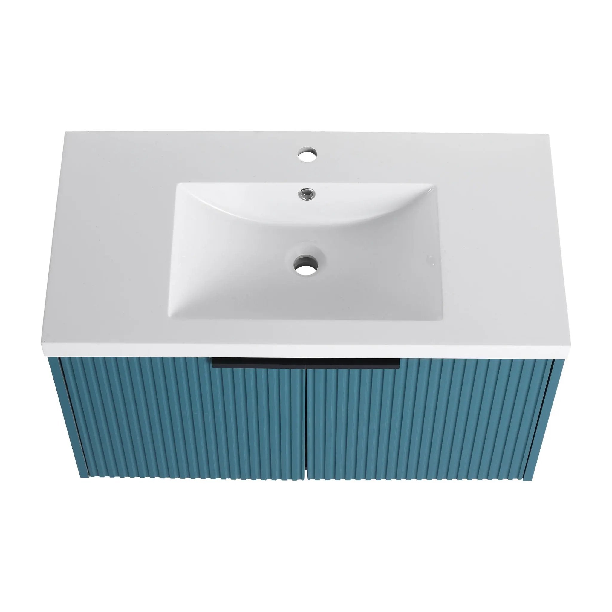 Contemporary Wall Mounted Bathroom Vanity With Resin Double Sink by HouseOfZazla
