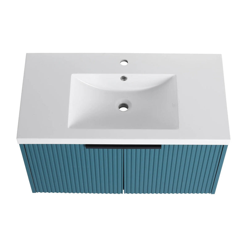 Contemporary Wall Mounted Bathroom Vanity With Resin Double Sink by HouseOfZazla