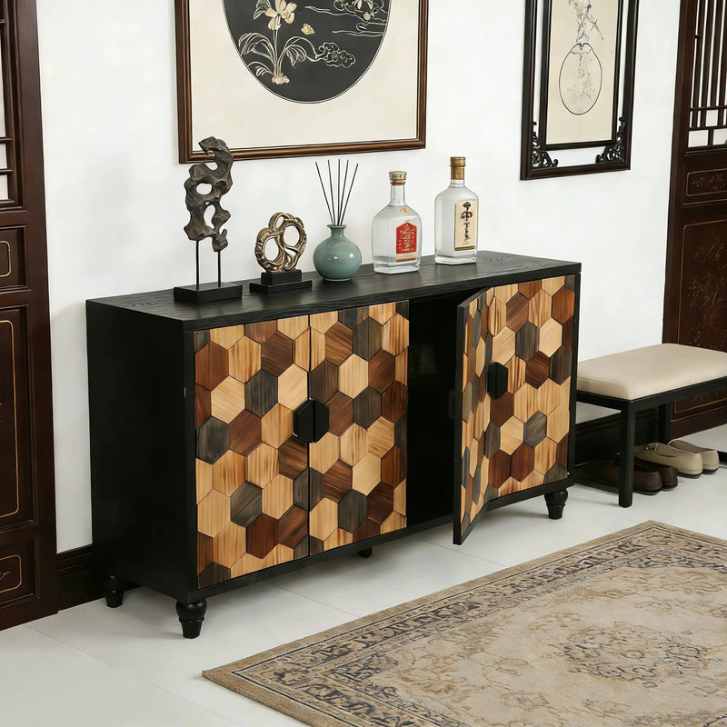 Distressed Storage Cabinet with Honeycomb Pattern by HouseOfZazla