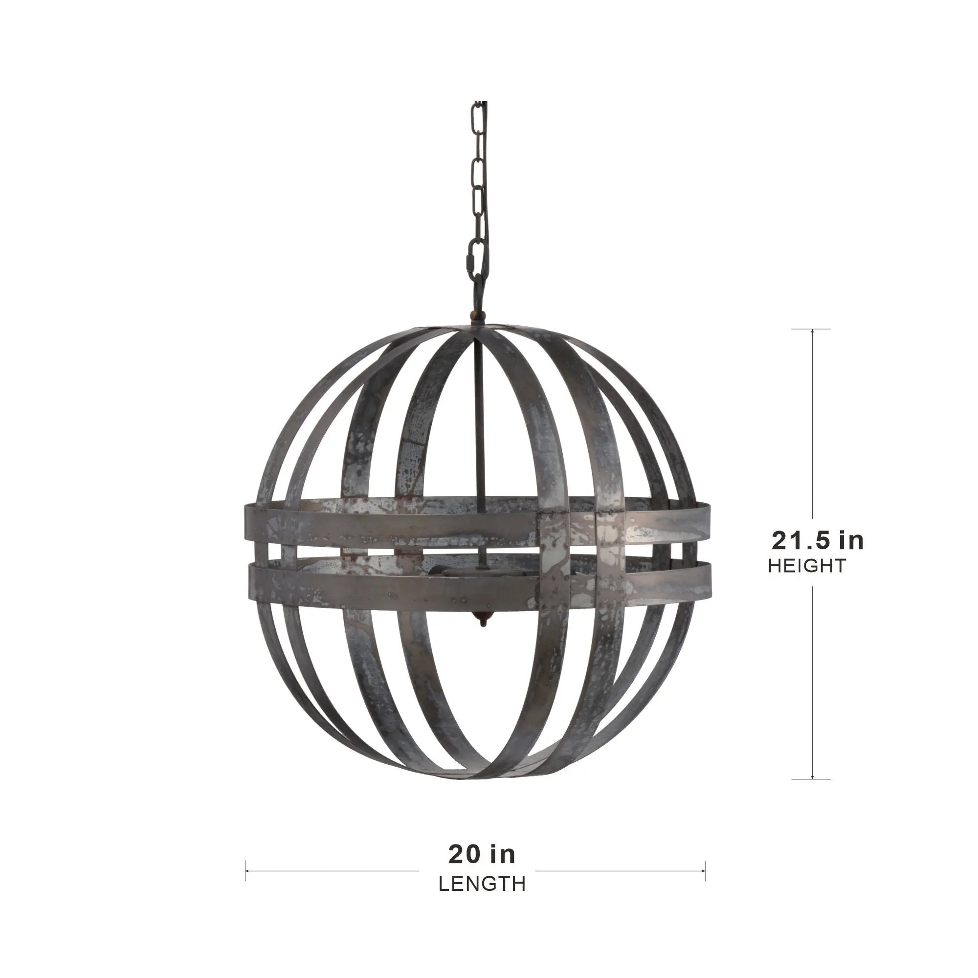 4 Light Galvanized Chandelier, Hanging Light Fixture With Adjustable Chain For Kitchen, Bulb Not Included - Gray by HouseOfZazla