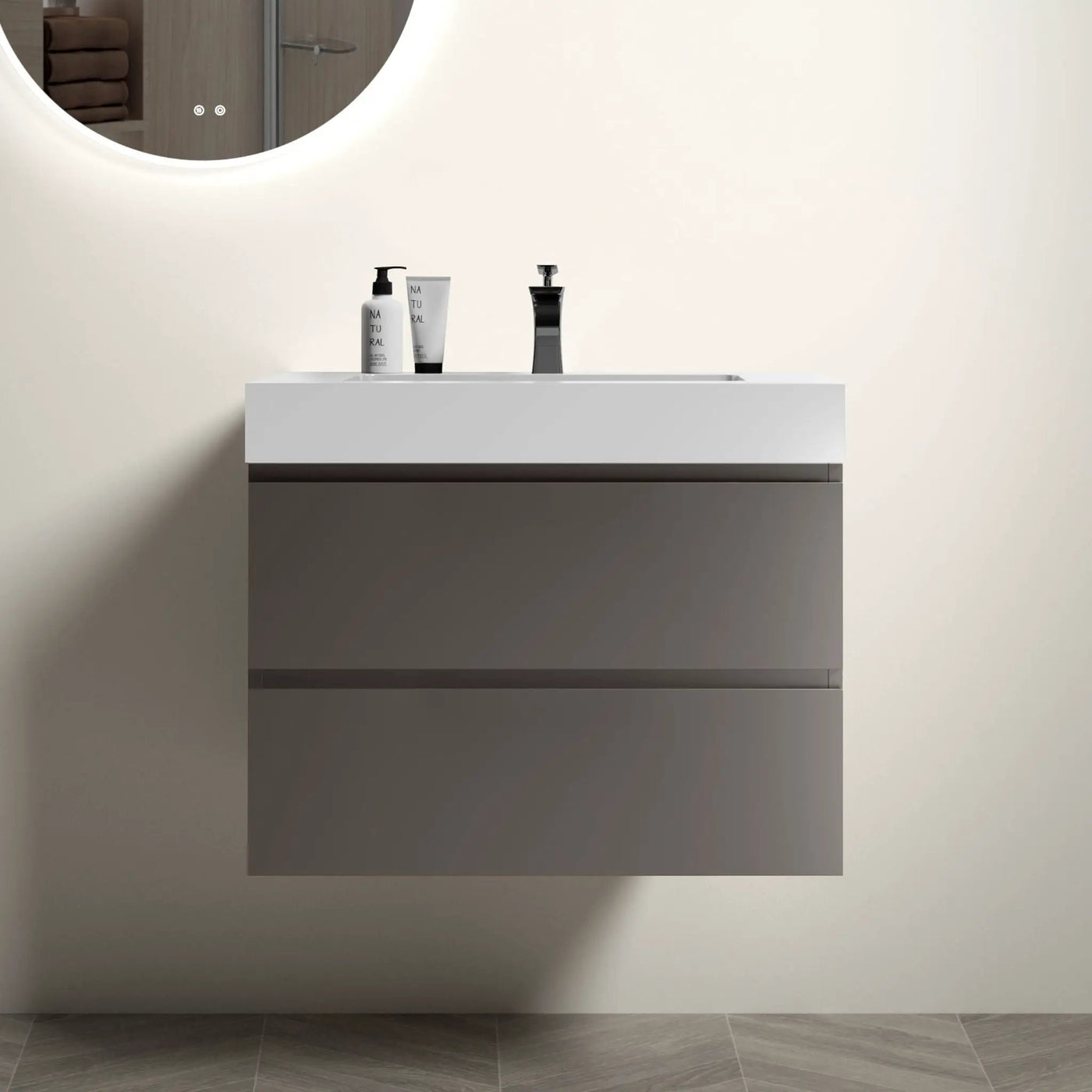 Alice - Bathroom Vanity With Sink, Large Storage Wall Mounted Floating Bathroom Vanity For Modern Bathroom, One-Piece Sink Basin Without Drain And Faucet by HouseOfZazla
