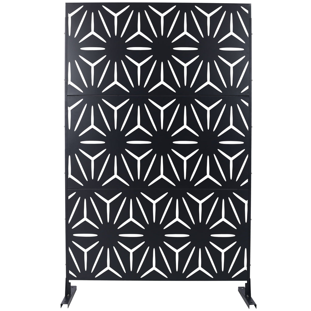 Metal Privacy Screen Room Divider with Freestanding Panels - Black, White, Dark Brown