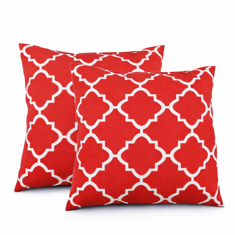 2 Pack Outdoor Throw Pillows, Waterproof & Fade-Resistant Patio Cushions (18x18 Inch, Plaid Red) by HouseOfZazla