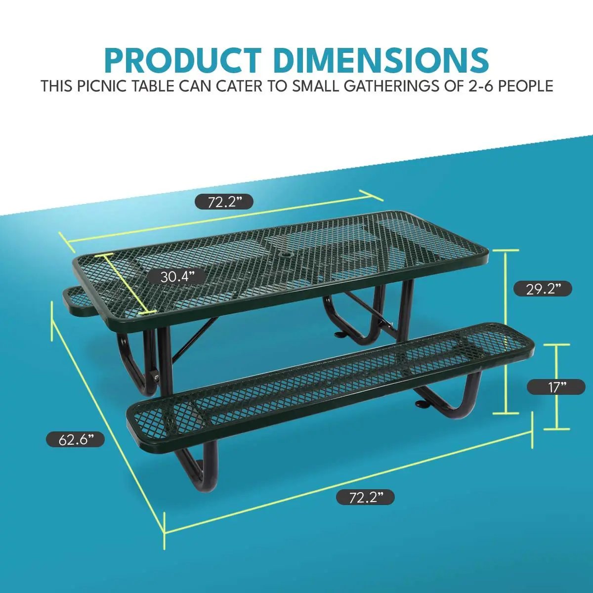 Outdoor Steel Picnic Rectangular Table With Umbrella Pole by Unique Piece Furniture