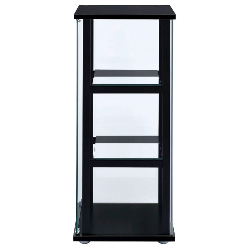 Cyclamen 3-shelf Clear Glass Curio Display Cabinet Black by Unique Piece Furniture