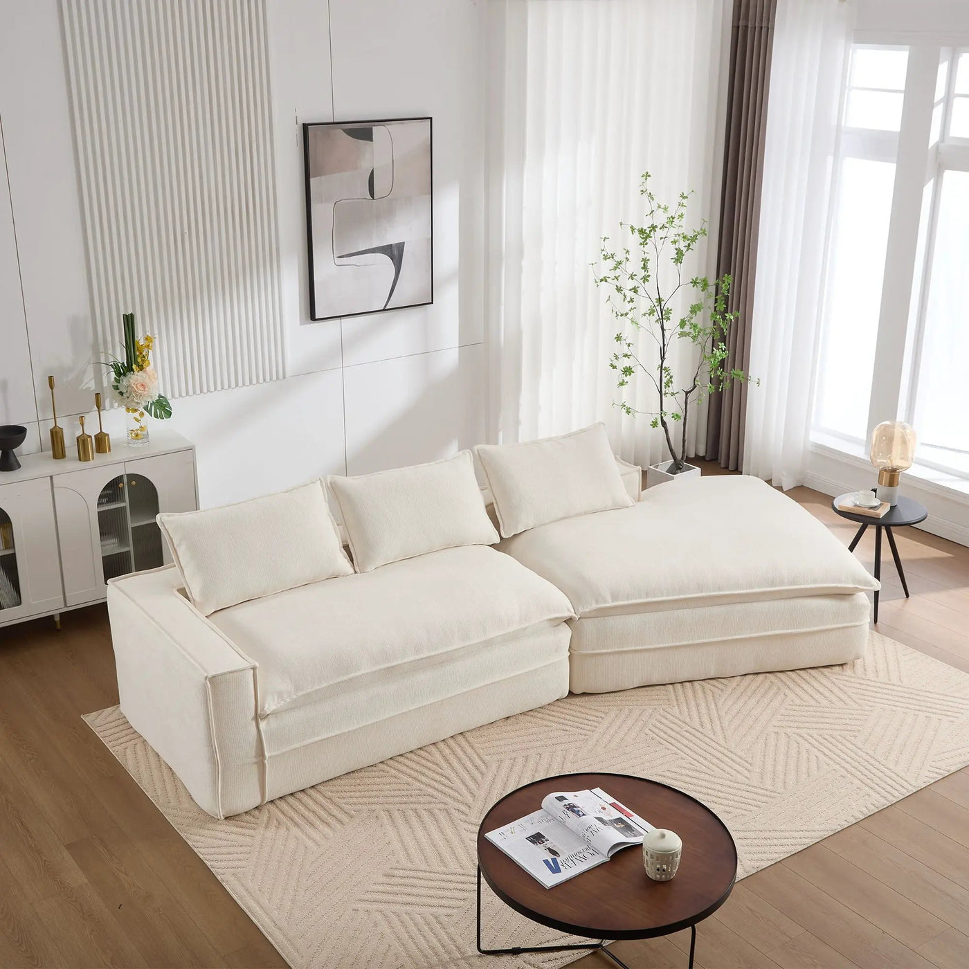 Modern Minimalist Modular Sectional Sofa With Deep Seats And Right Facing Chaise by HouseOfZazla