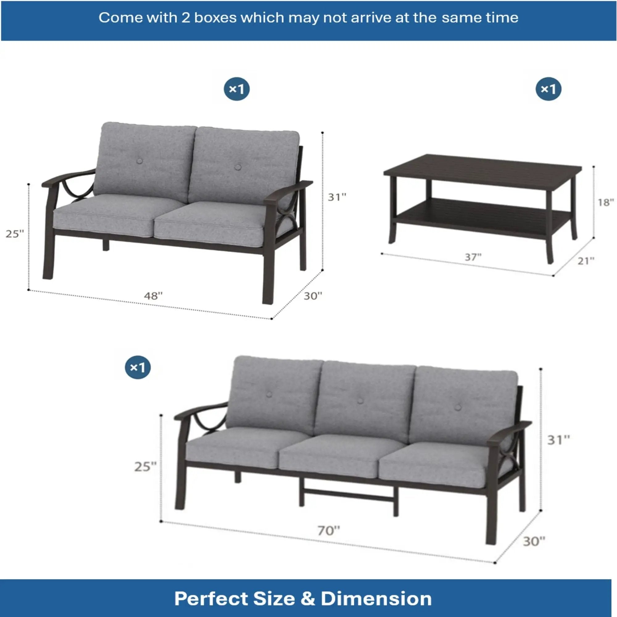 Patio Furniture Set with Coffee Table and Cushions for Backyard by HouseOfZazla
