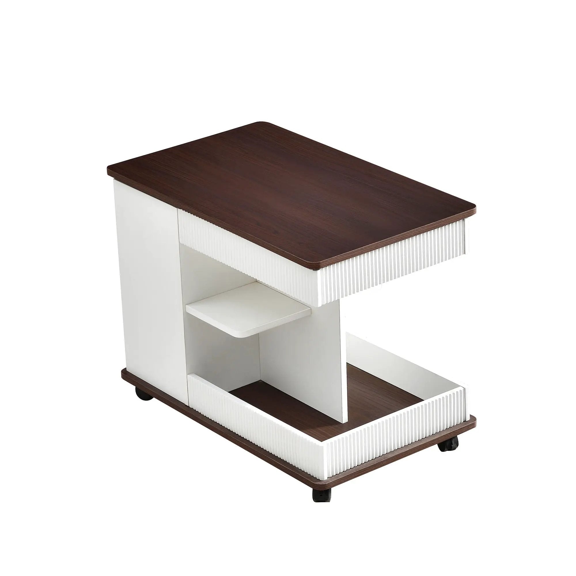 Adjustable End Table With Wheels, 360°Rotating Top And Storage Space by HouseOfZazla