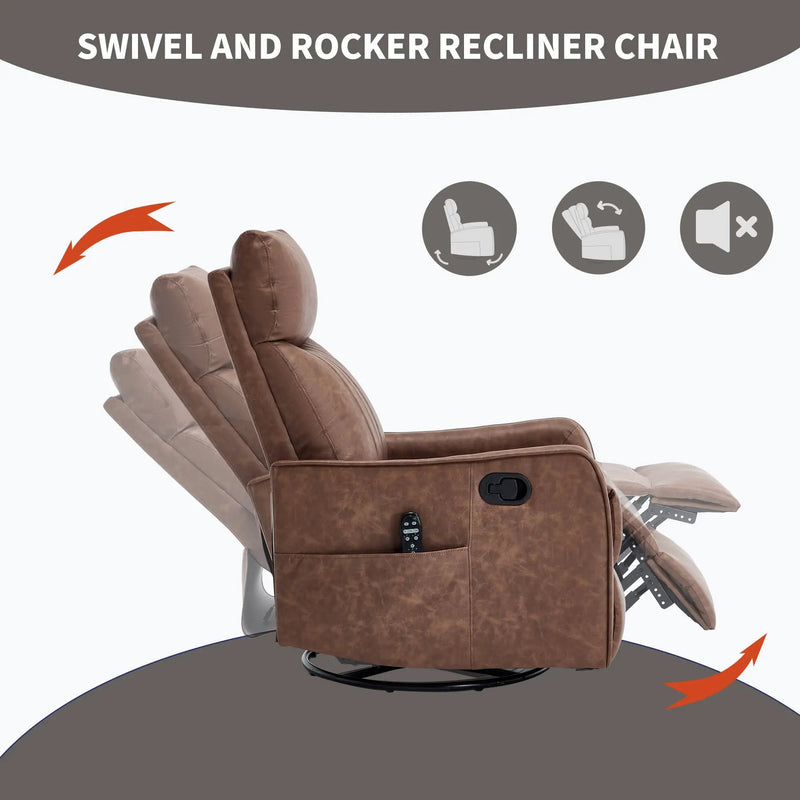 Brown Heat Massage Manual Recliner Chair by HouseOfZazla