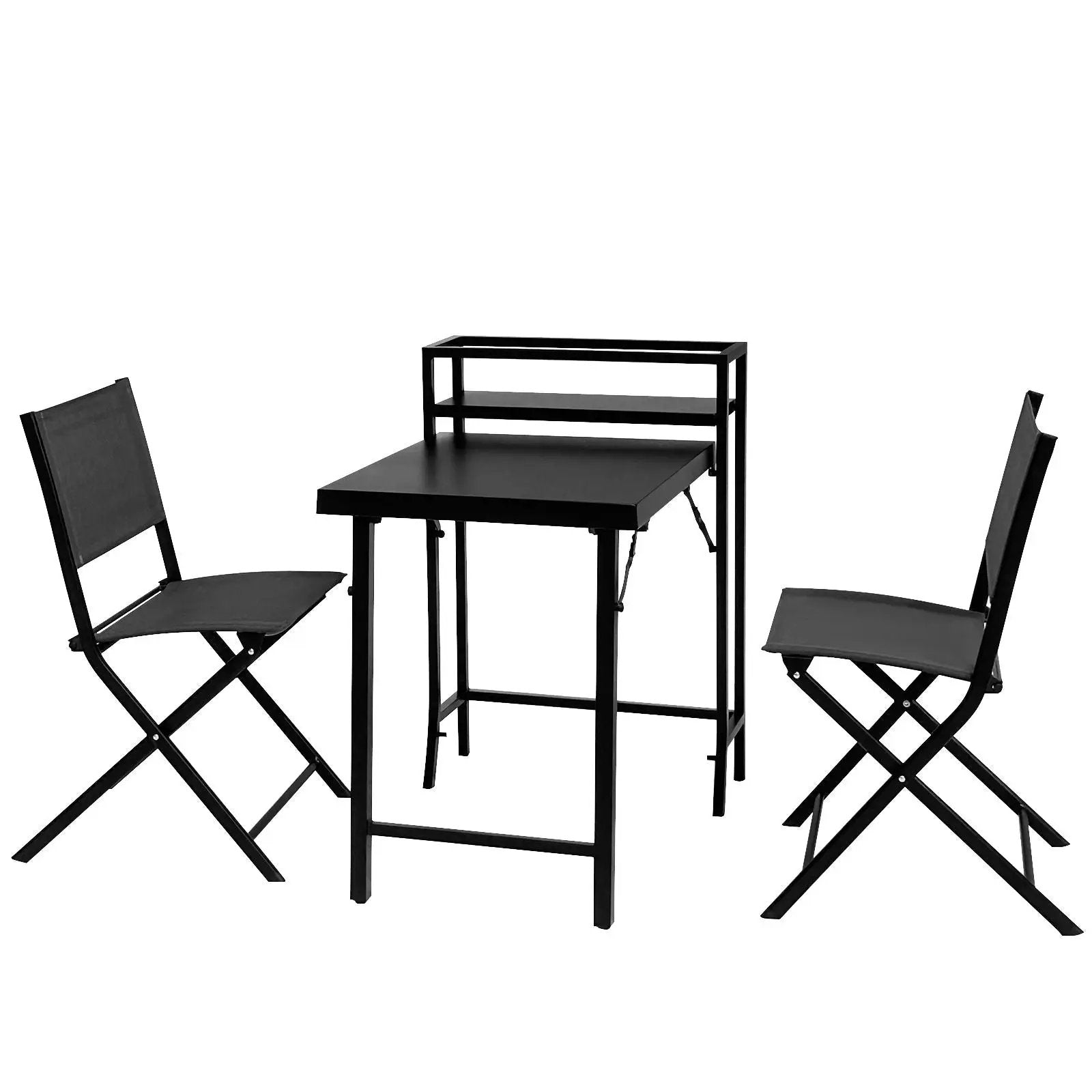3 Piece Patio Bistro Set, Patio Set Of Foldable Patio Table And Chairs, Outdoor Patio Furniture Sets - Black by HouseOfZazla