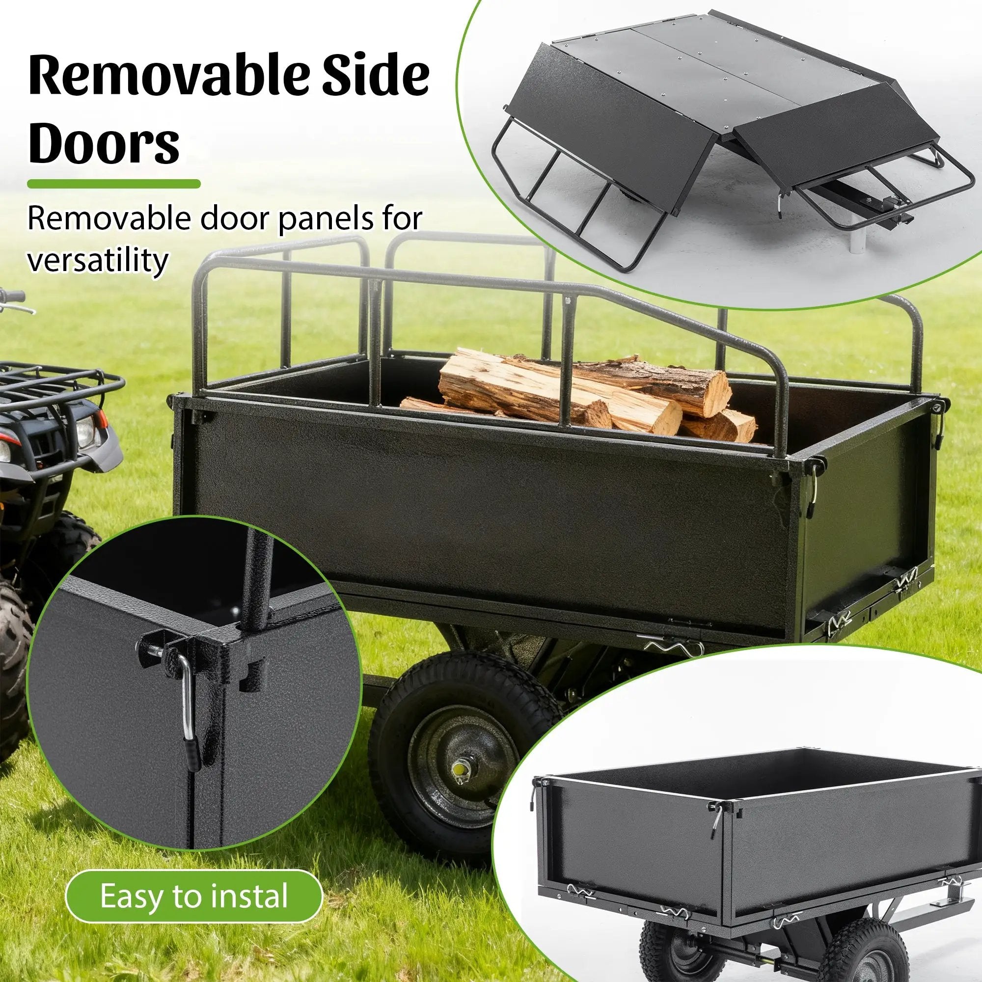 600LBS Heavy Duty Steel Dump Cart Trailer, 17 Cu.Ft. by HouseOfZazla