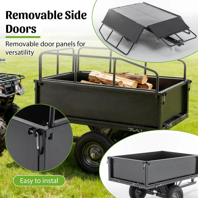 600LBS Heavy Duty Steel Dump Cart Trailer, 17 Cu.Ft. by HouseOfZazla