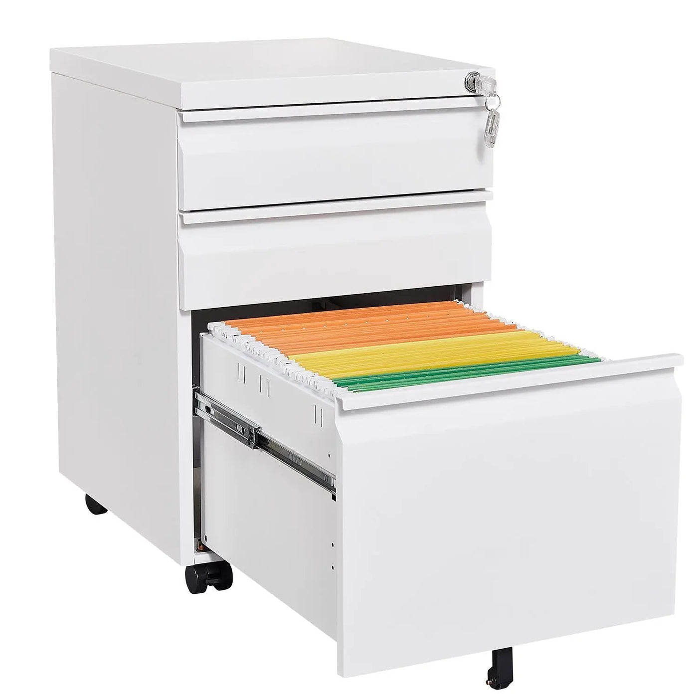 Contemporary 3 Drawer Mobile Filing Cabinet With Lock, Metal Office Storage For Legal / Letter Size by HouseOfZazla