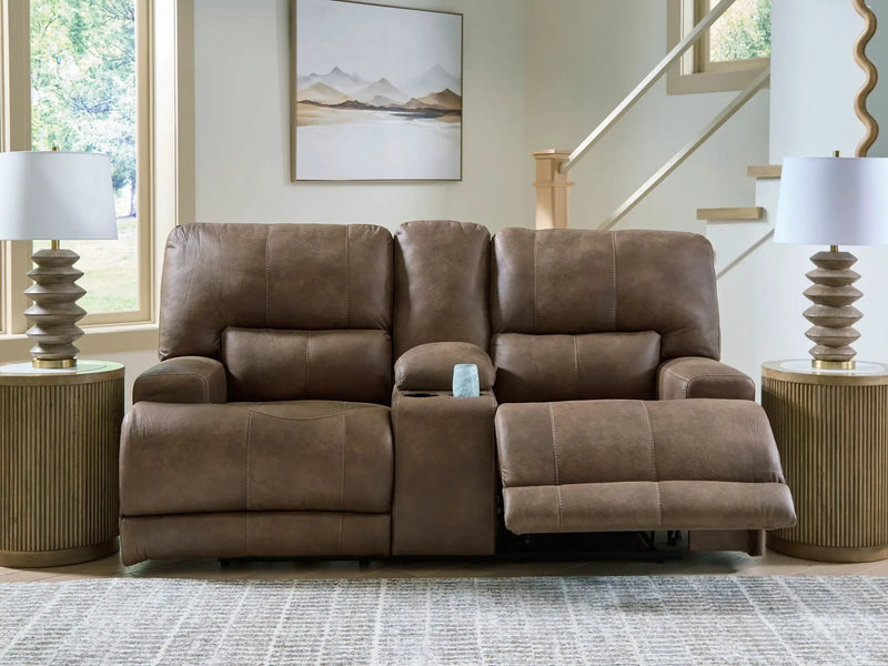 Beckley Place - Power Reclining Loveseat With Console / Adjustable Headrest - Earth by Unique Piece Furniture