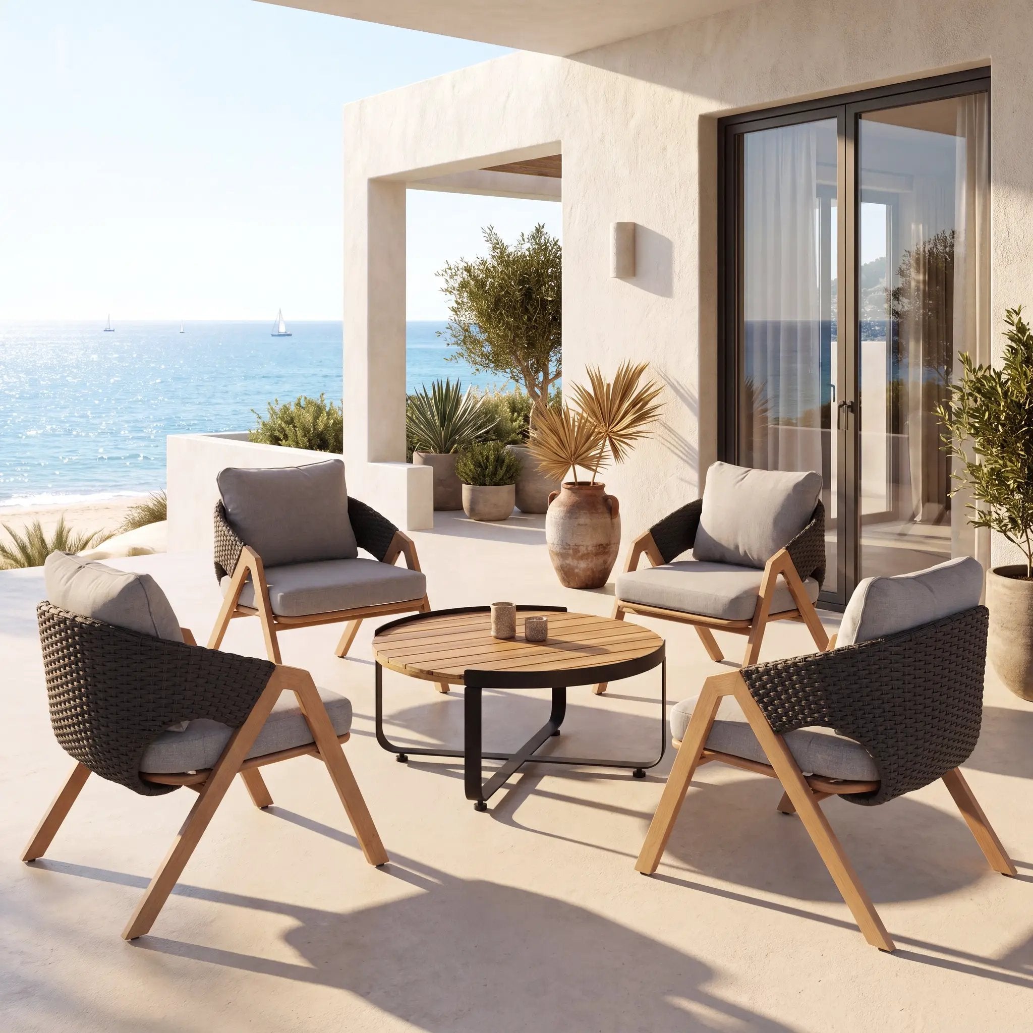 4-Person Patio Conversation Set with Cushions by HouseOfZazla