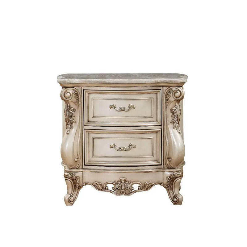 Gorsedd - Nightstand With Marble Top - Marble Top & Golden Ivory by Unique Piece Furniture