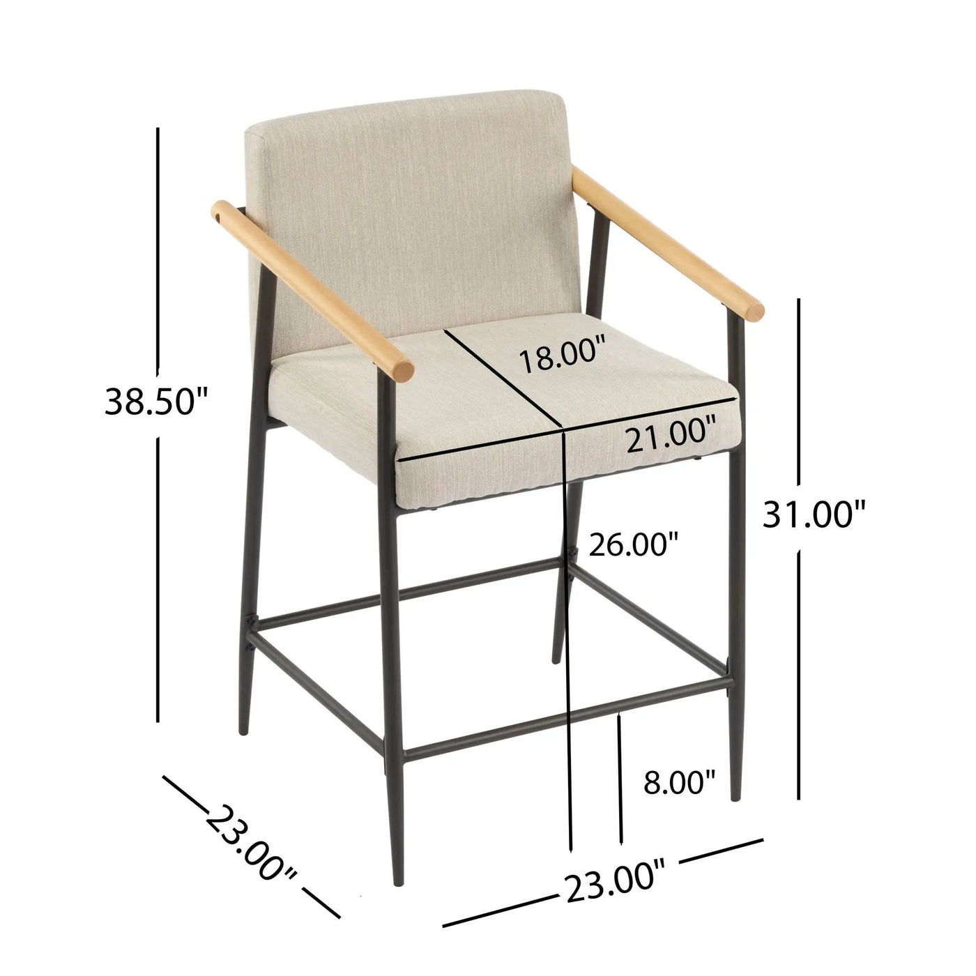 Mid Century Modern Counter Stool Set With Iron Frame by HouseOfZazla