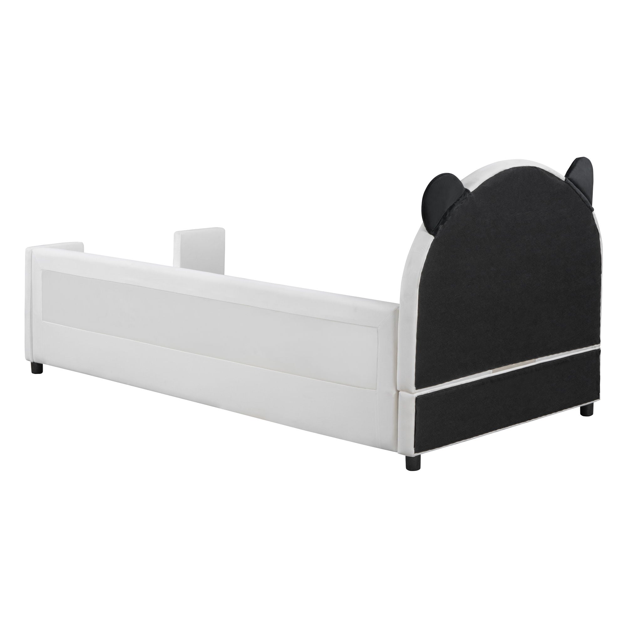 Upholstered Daybed With Bear Shaped Headboard, Hydraulic System And Breathable Fence by HouseOfZazla
