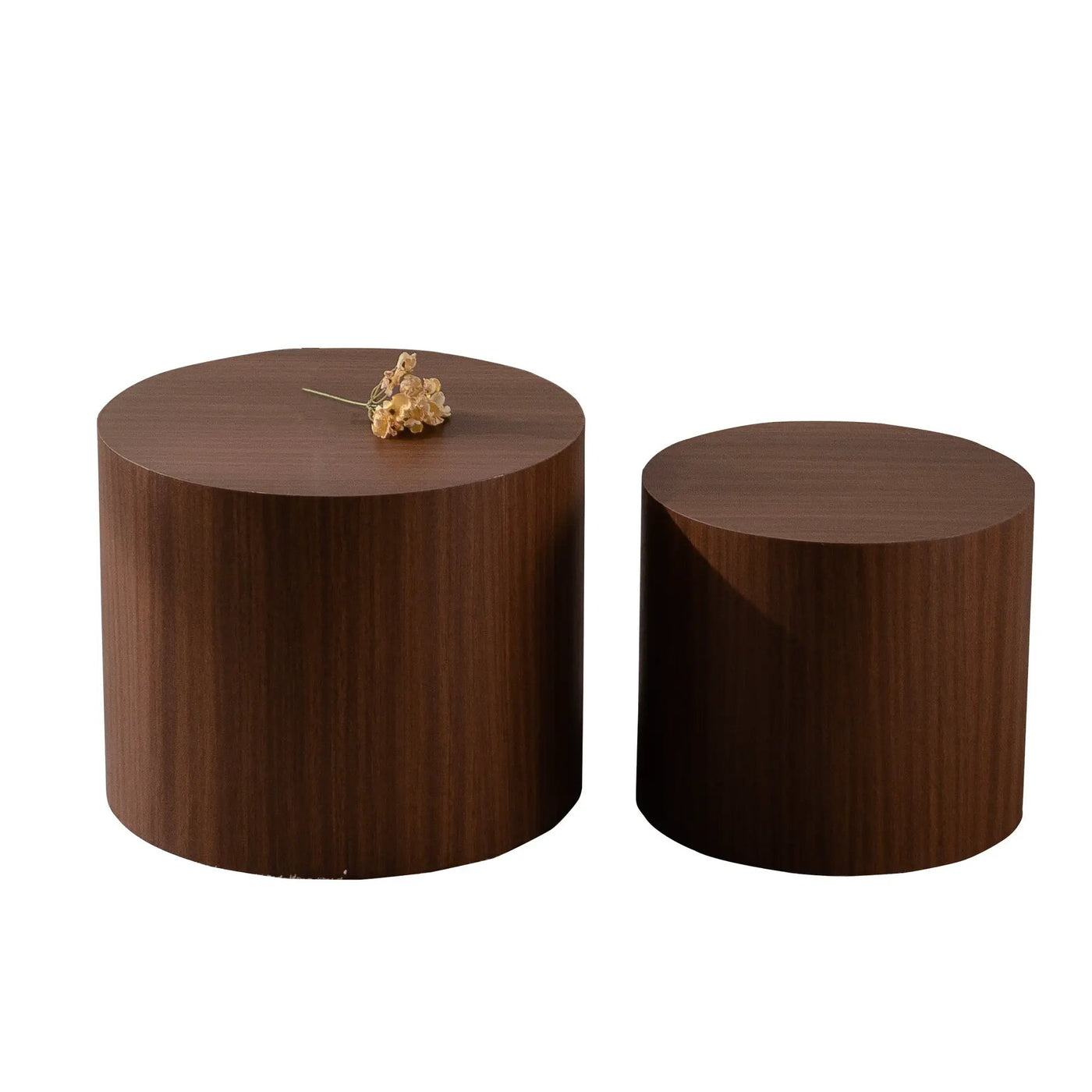 Nesting Coffee Table Set of 2 Round Wooden Tables by HouseOfZazla