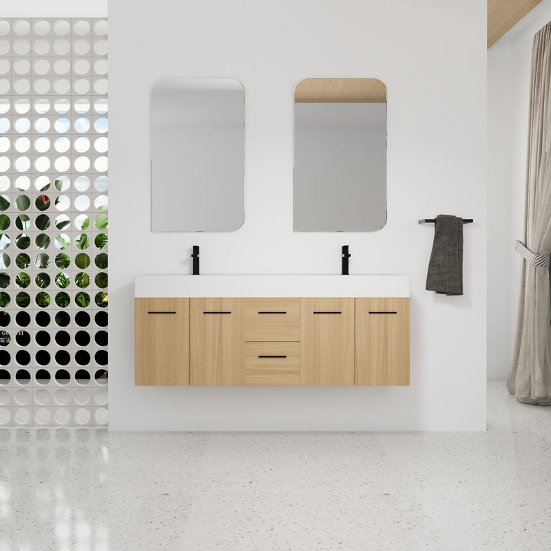 60" Floating Double Sink Bathroom Vanity with Drawers and Doors by HouseOfZazla