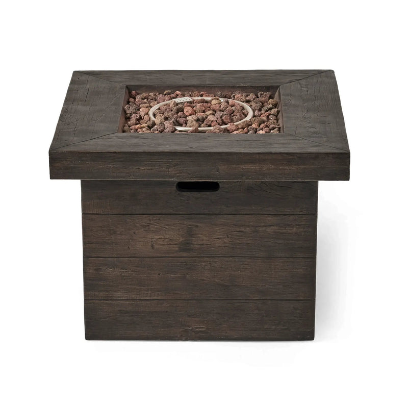 Anchorage 32'' Wood Square MGO Fire Pit Brown - 40,000 BTU by HouseOfZazla