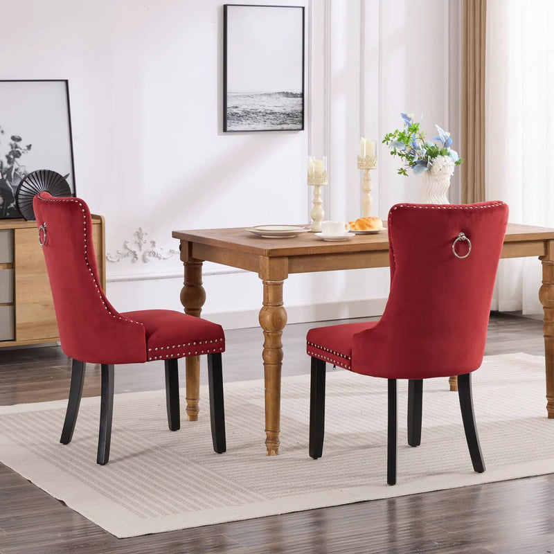 Classic Velvet Dining Chairs - Burgundy (Set of 2) by HouseOfZazla