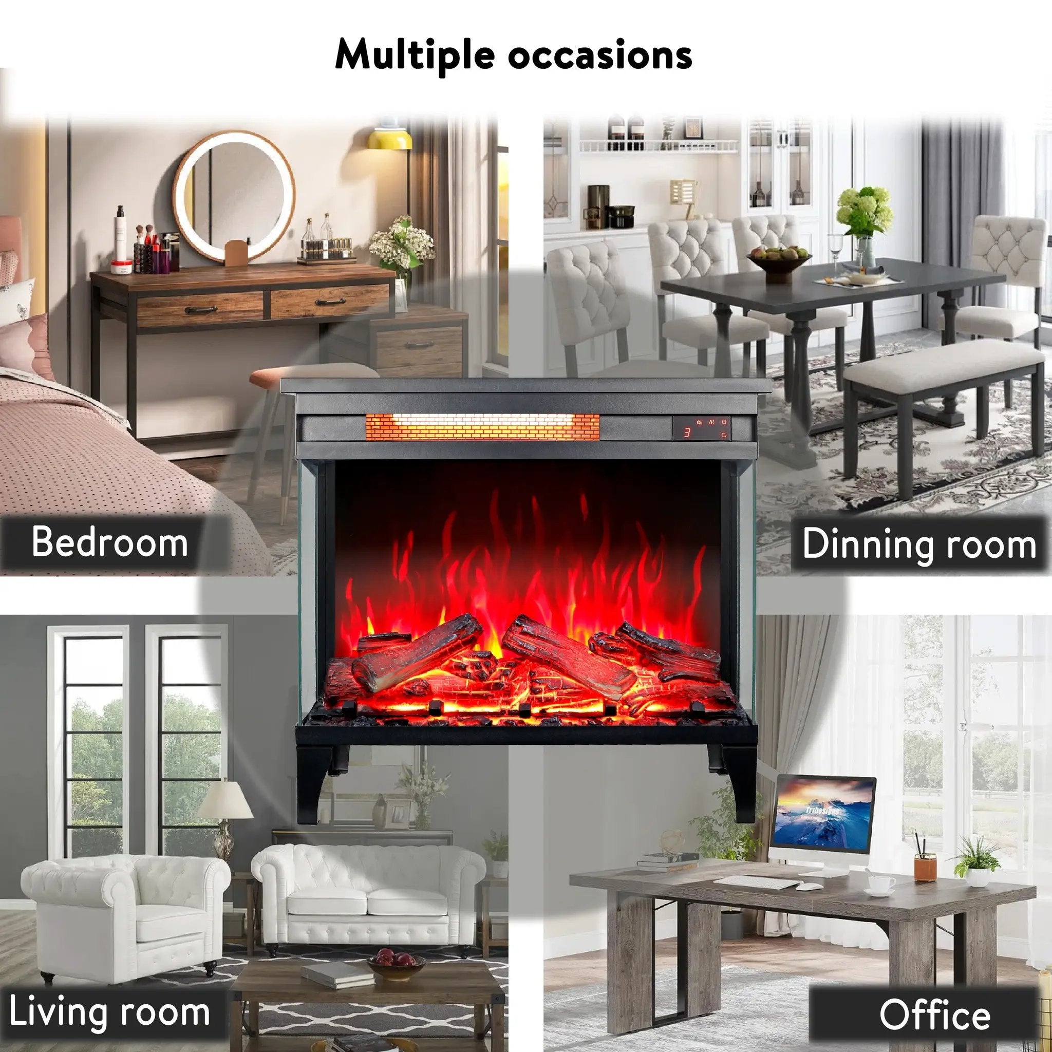 24 Inch Three-Sided Glass Electric Fireplace by HouseOfZazla