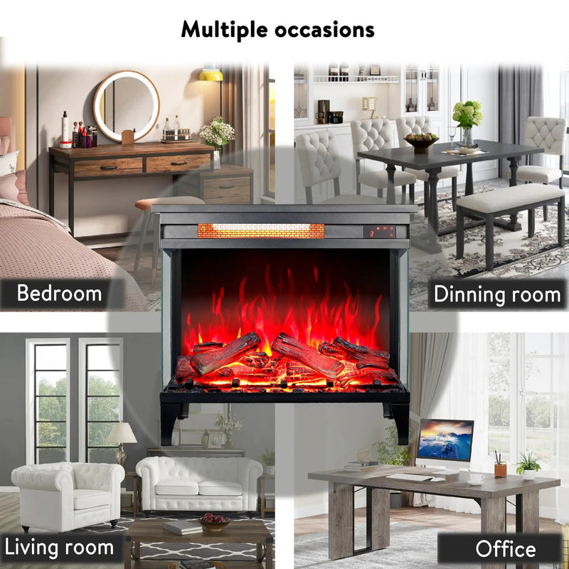 24 Inch Three-Sided Glass Electric Fireplace by HouseOfZazla