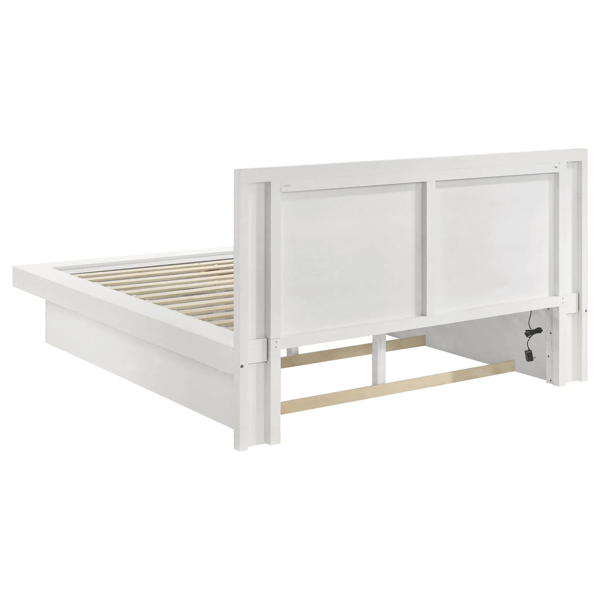 Jessica Wood Eastern King LED Panel Bed Snow White by Unique Piece Furniture