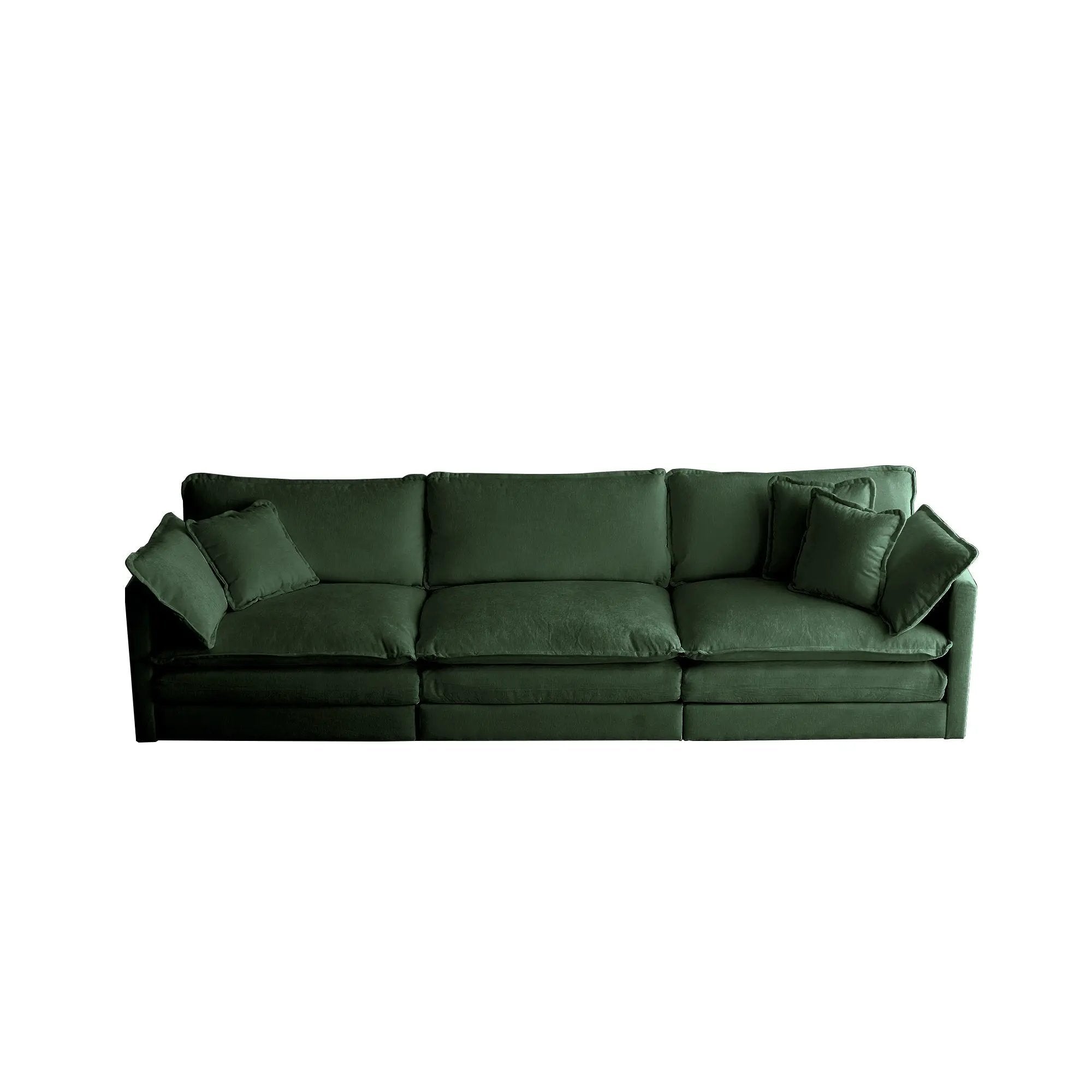 Mid-Century Modern 3-Seater Sofa with Green Chenille Upholstery by HouseOfZazla