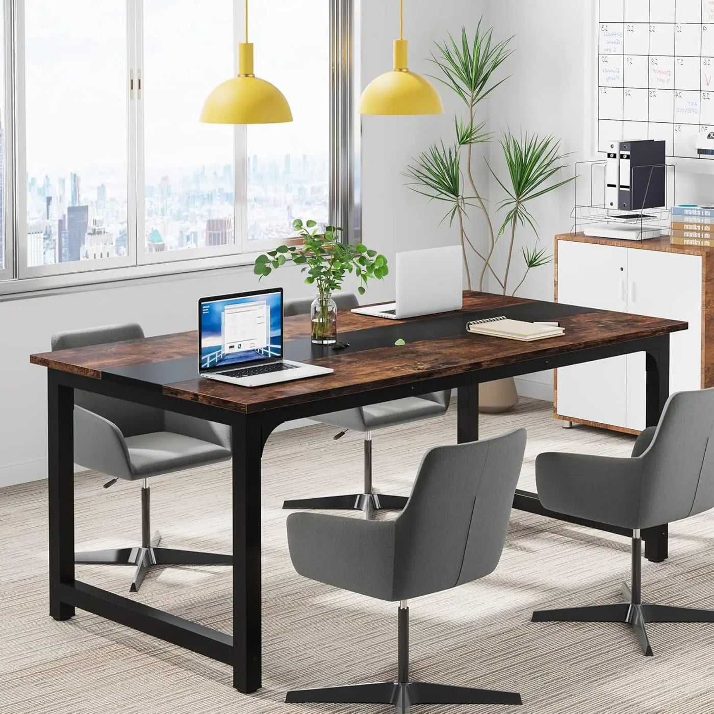 Large Computer Desk With Steel Frame for Home Office Workstation by HouseOfZazla
