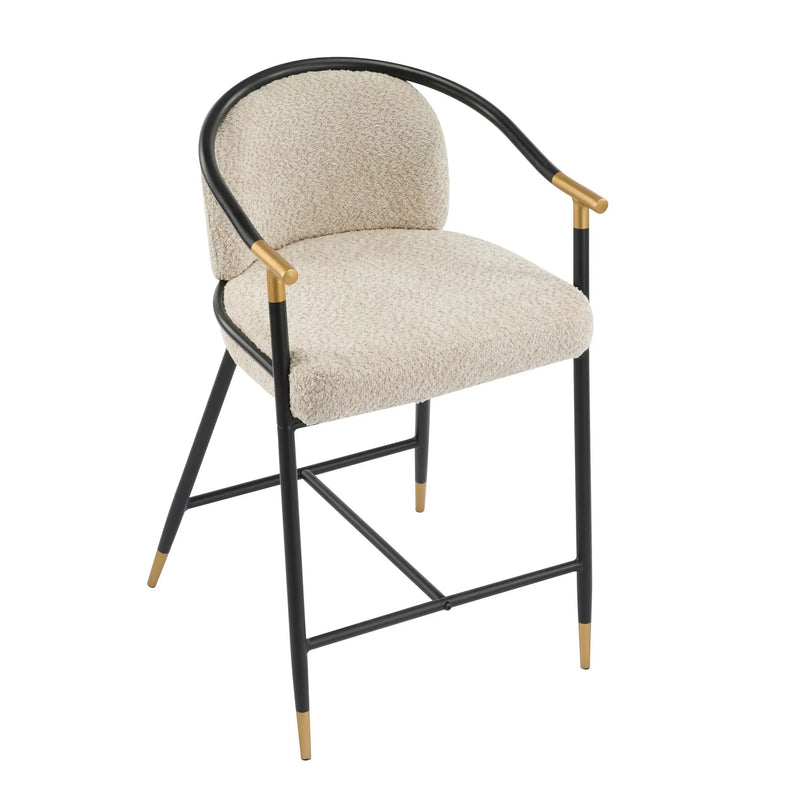 26" H Upholstered Counter Stool with Metal Frame (Set of 2) - Almond by HouseOfZazla