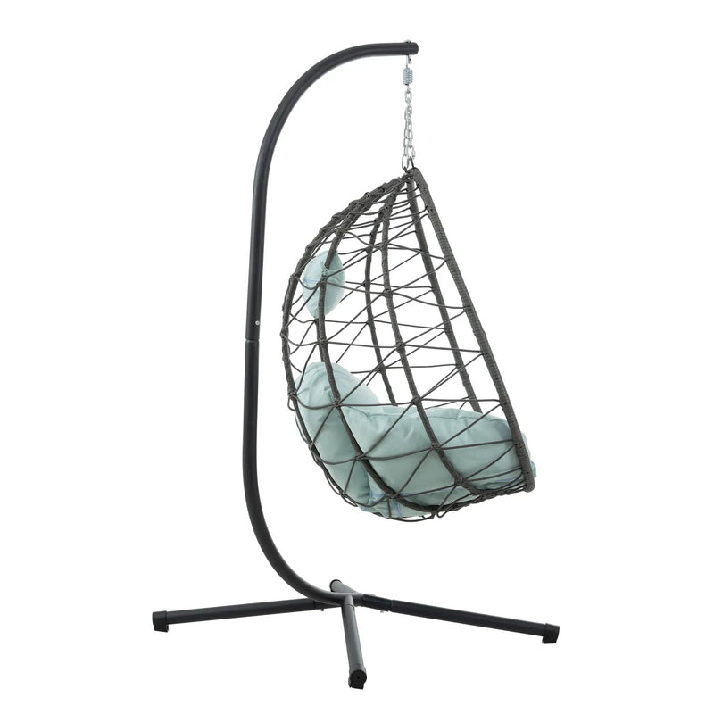 Egg Chair with Stand Indoor Outdoor Swing Chair Patio Wicker Hanging Egg Chair by HouseOfZazla