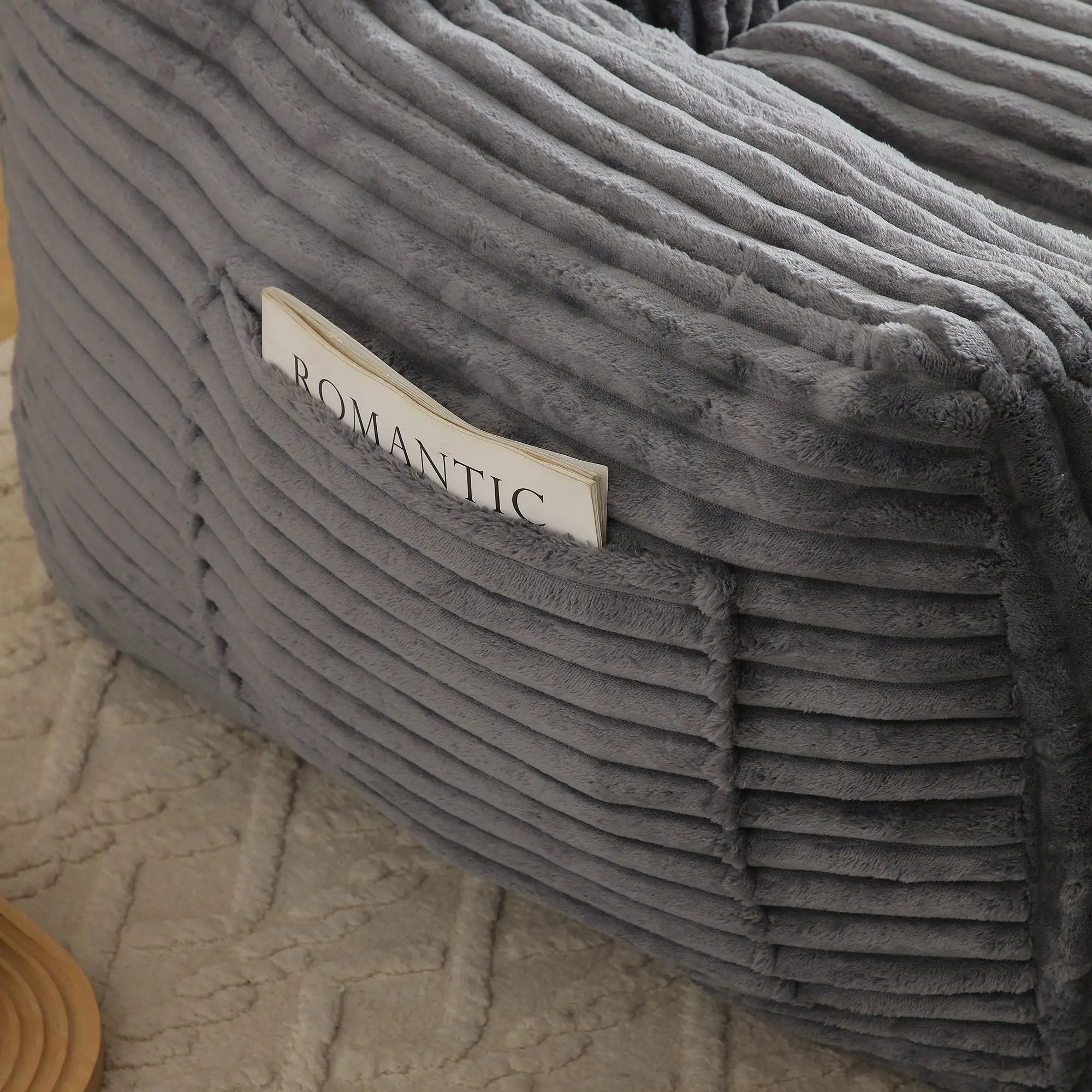 Giant Bean Bag Chair With Armrests And Footstool by Unique Piece Furniture