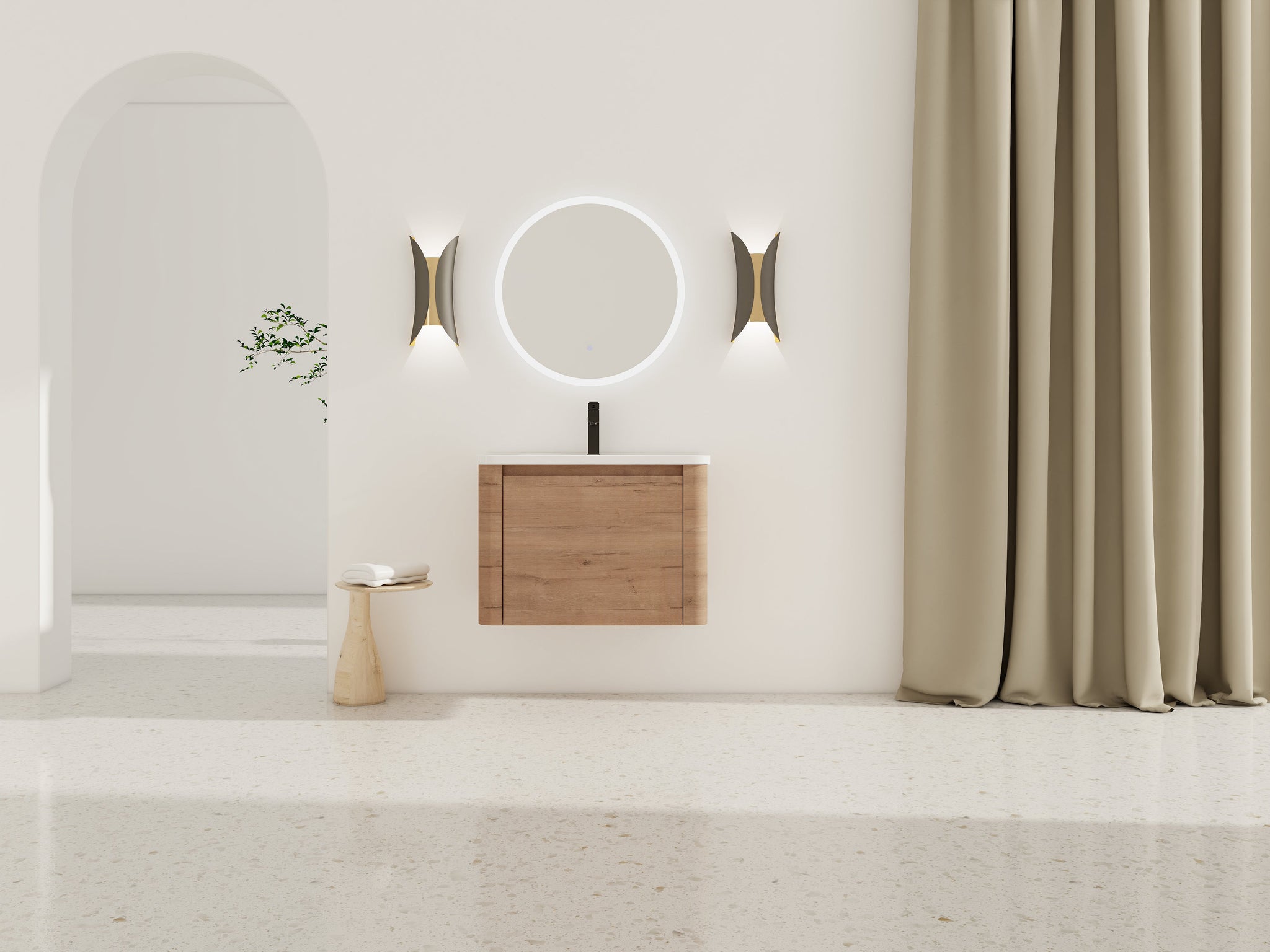 28'' Wall-Mounted Bathroom Vanity with Ceramic Sink by HouseOfZazla