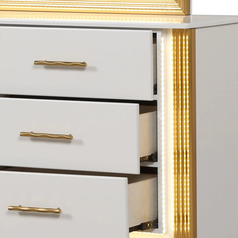 Obsession - 6 Drawer LED Dresser - White