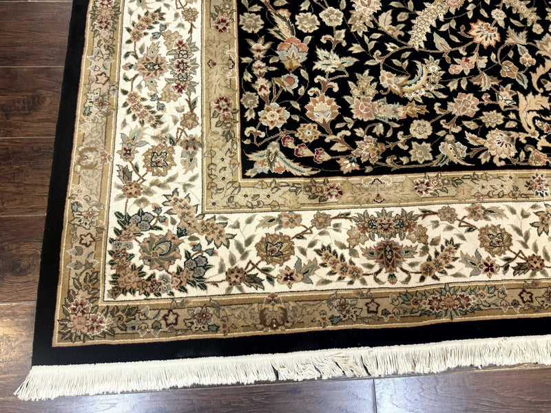 Sino Persian Rug 9x12, Floral Medallion, Black and Ivory, Elegant by Jewel Rugs