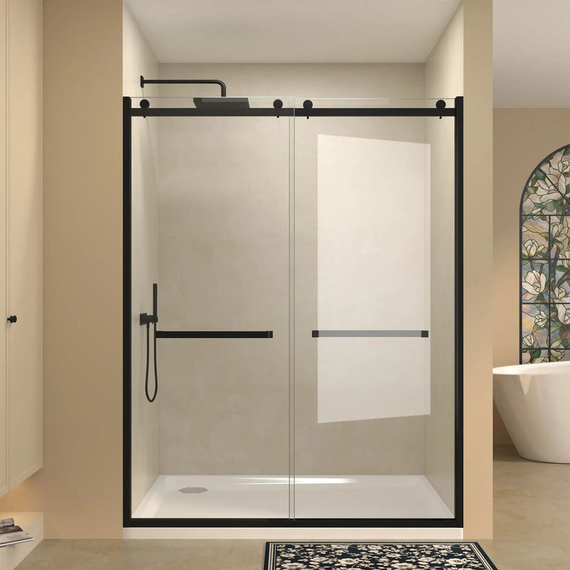 Semi-Frameless Double Sliding Glass Shower Doors by HouseOfZazla