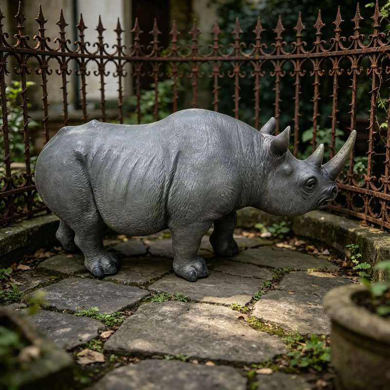 27.5" Large Realistic Rhinoceros Garden Statue by HouseOfZazla