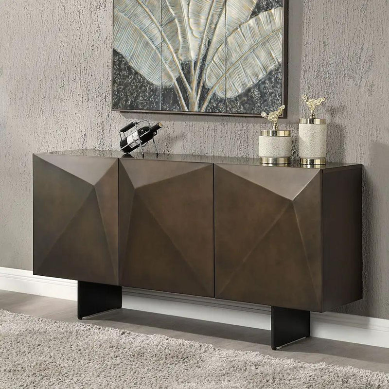 Malika - Ceramic Top Server - Copper Cross Brushed by Unique Piece Furniture