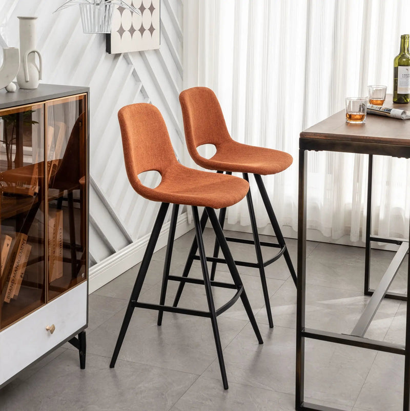 Porth - 28.25" Fabric Kitchen Counter Height Stools (Set of 2) - Orange by HouseOfZazla