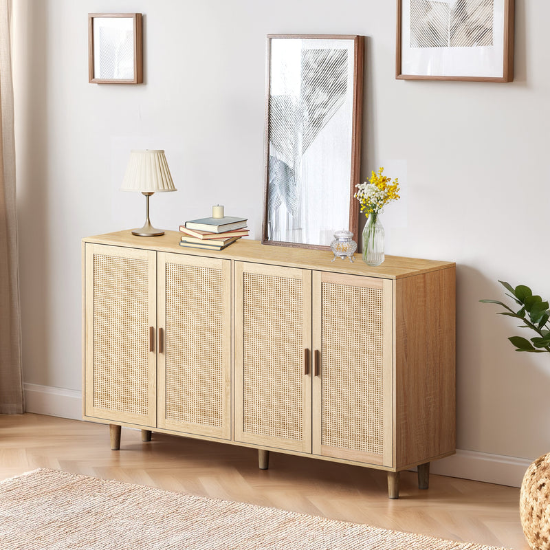 Elegant and Functional 4-Door Rattan Decorative Storage Cabinet, photo 2 of 10