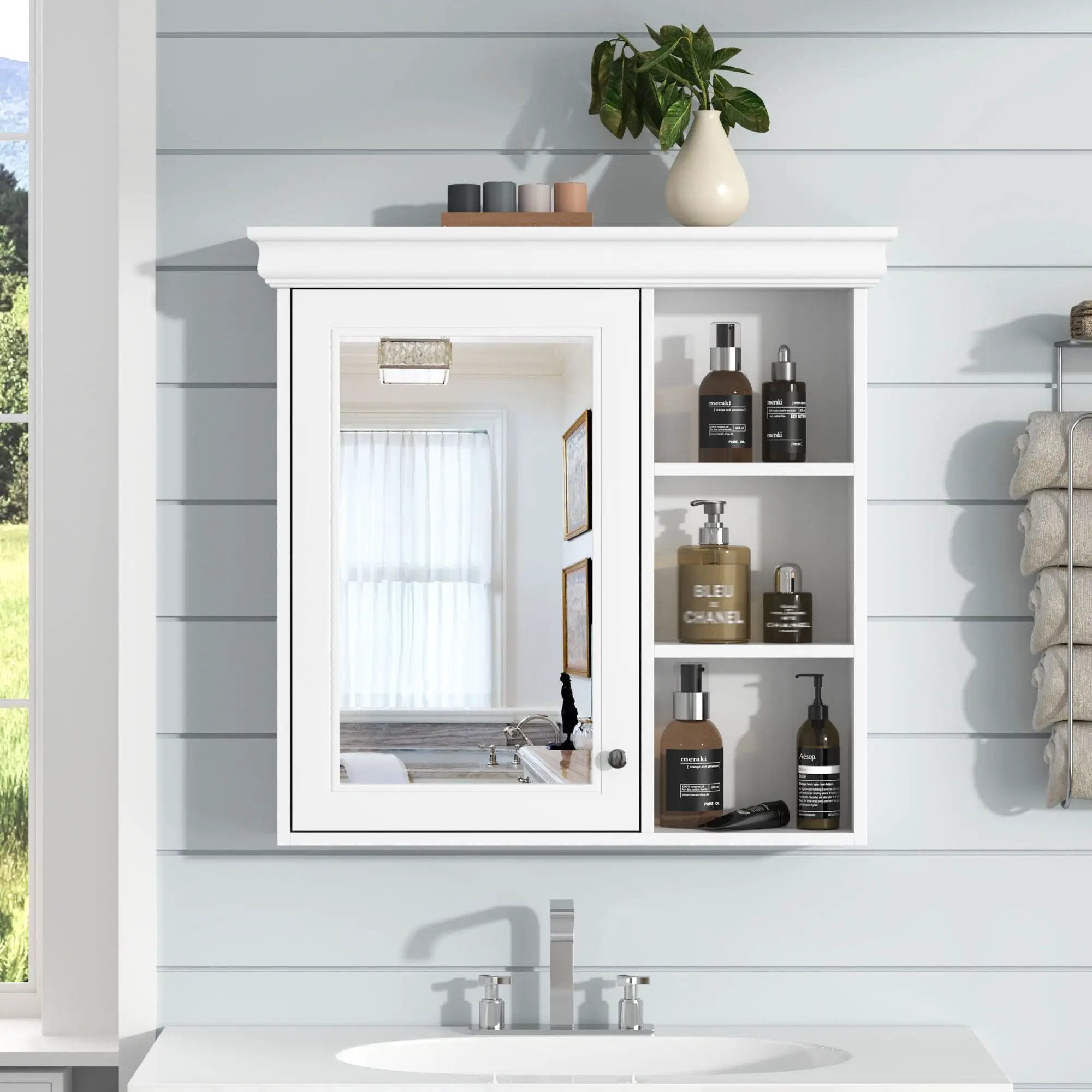 Wall Mounted Bathroom Medicine Cabinet With Mirror And Adjustable Storage With Soft Close Hinges by Unique Piece Furniture