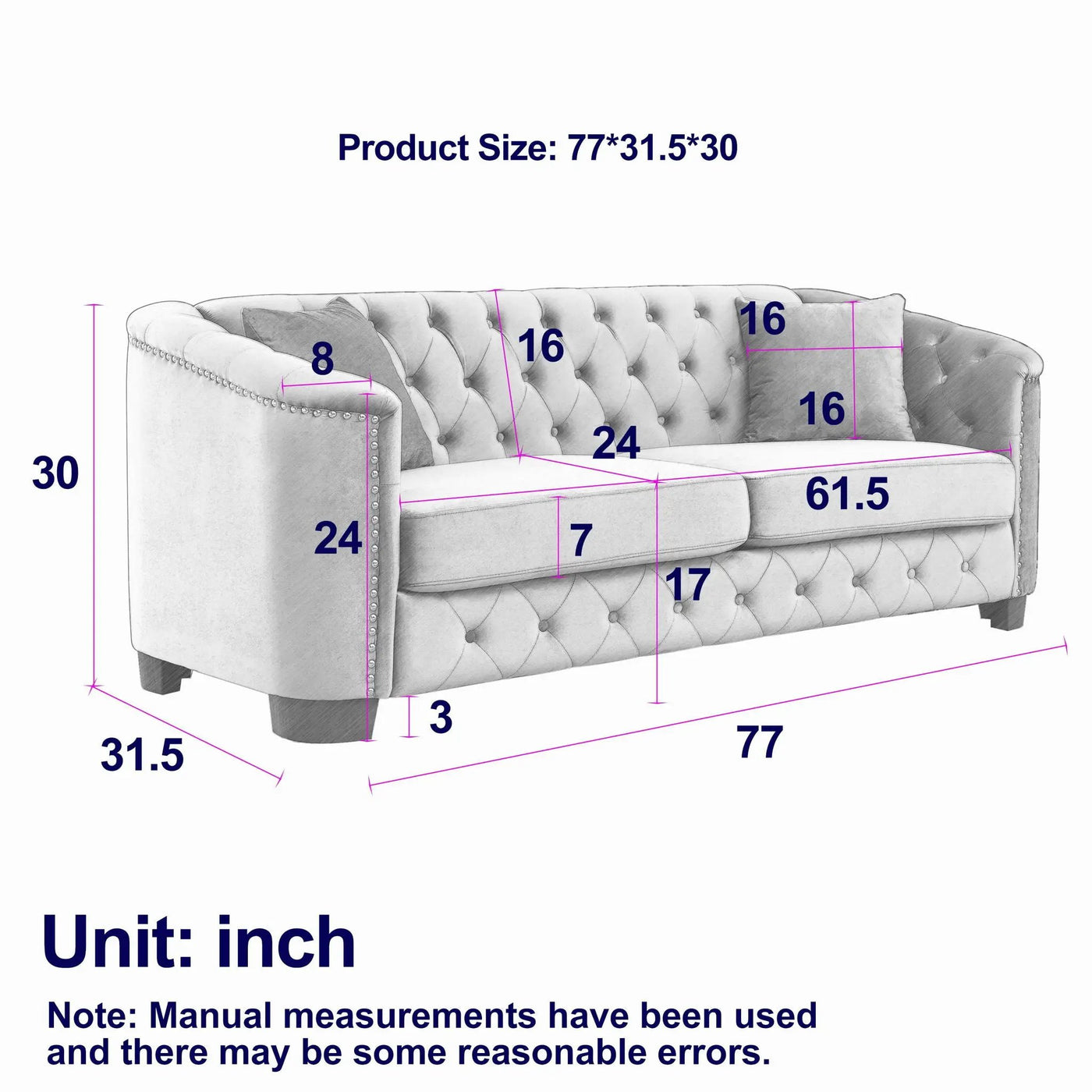 Modern Chesterfield Sofa With Tufted Backrest For Living Room by HouseOfZazla