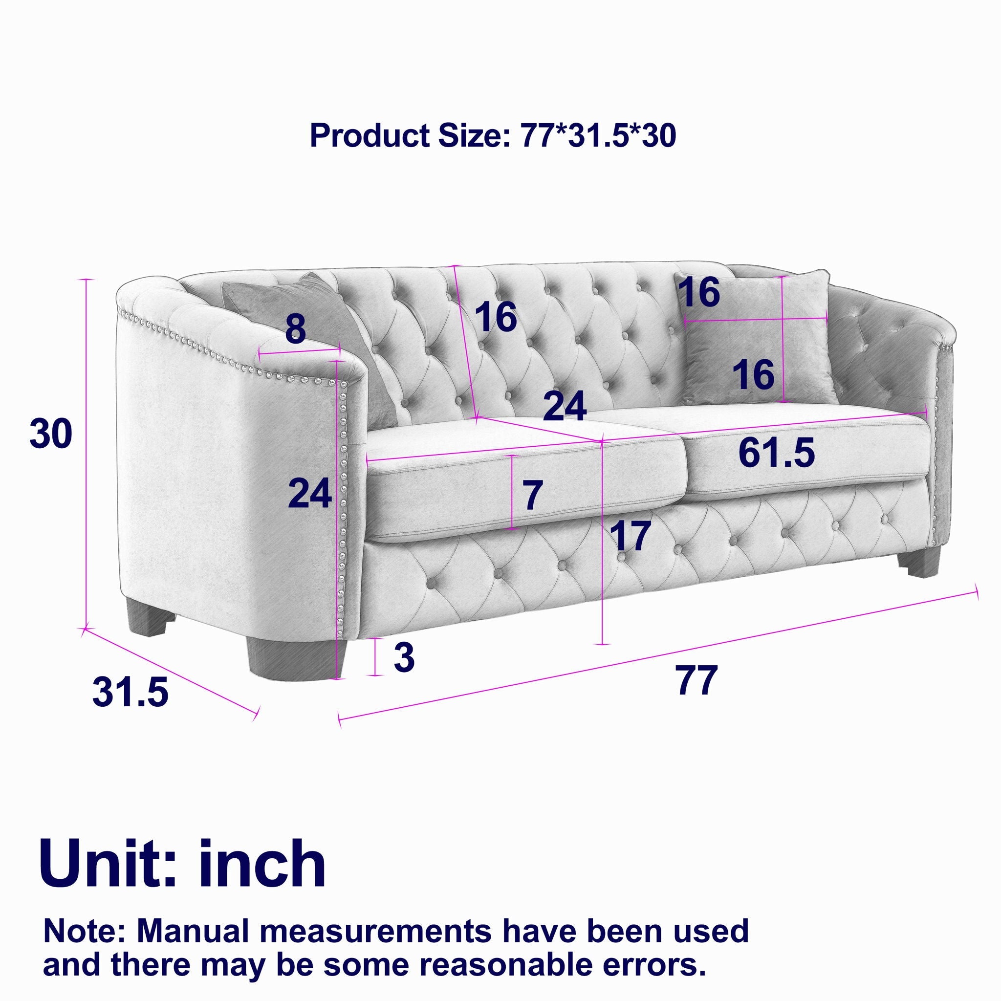 Modern Chesterfield Sofa With Tufted Backrest For Living Room by HouseOfZazla