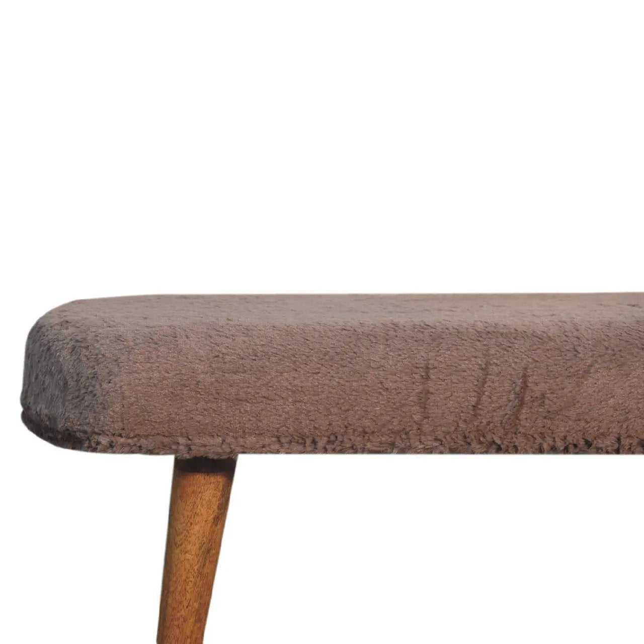 Solid Wood Faux Fur Fabric Bench, Upholstered, Nordic Legs by HouseOfZazla