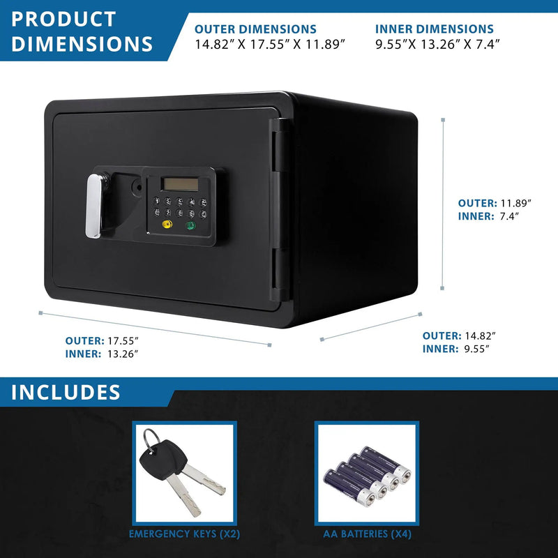 0.54 Cubic Ft Keypad Fireproof Security Safe - Black by HouseOfZazla